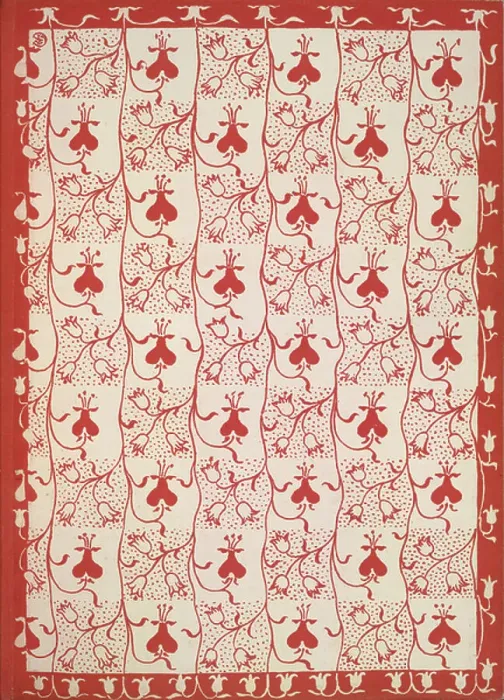 Framed Print : Red endpaper with floral pattern Framed Print : Red endpaper with floral pattern