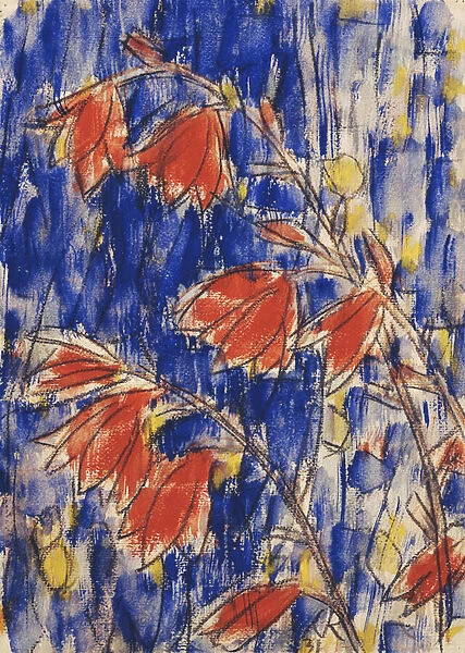 Red Flowers; Rote Blumen, 1931 (gouache and soft pencil on paper)