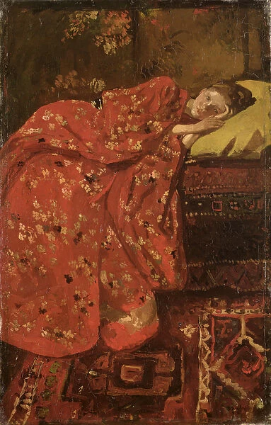 The Red Kimono (oil on panel)