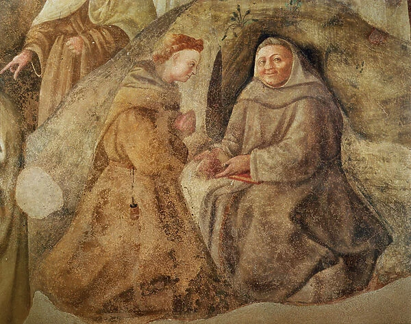 The Reform of the Carmelite Rule, detail of two Carmelite friars, c