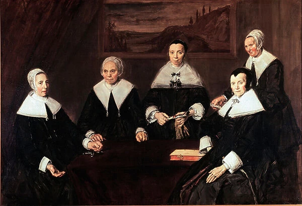 The Regents of the Hospice of the Elders of Haarlem Painting by Frans Hals (ca