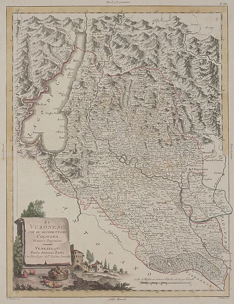 The Region of Verona with the District of Cologna, 1783 (hand-coloured etching)