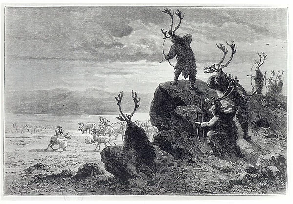 Reindeer Hunting in the Stone Age, illustration from L Homme Primitif