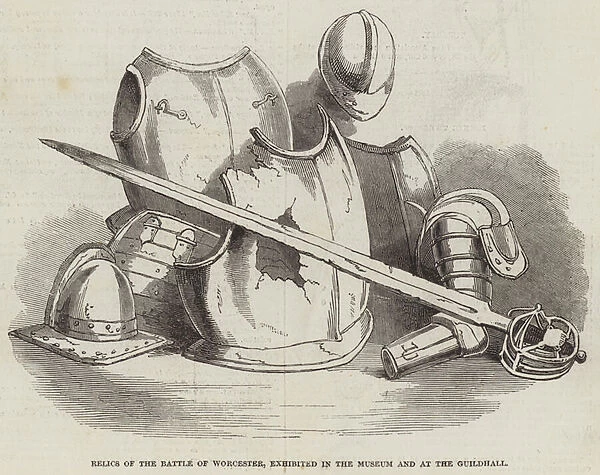 Relics of the Battle of Worcester, exhibited in the Museum and at the Guildhall (engraving)