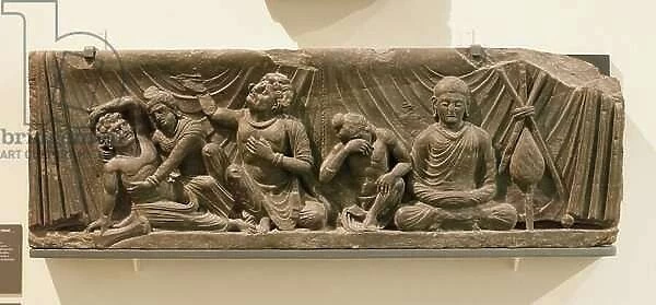 Part of a relief of a Buddha's death, 100-300
