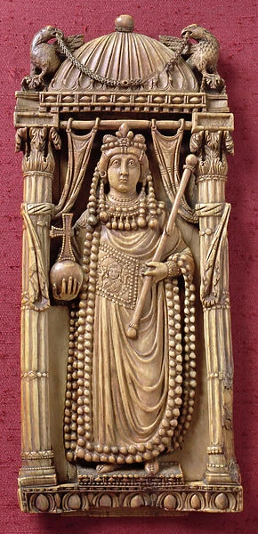 Relief carving of an Empress, c. 500 AD (ivory)