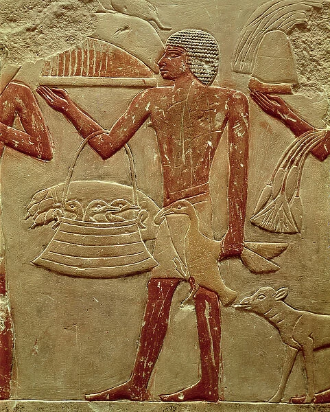 Relief depicting a porter with a basket of fledglings, from the Tomb of Princess Idut