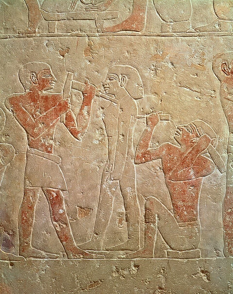 Relief depicting two sculptors carving a statue, from the mastaba of Kaemrehu, Saqqara