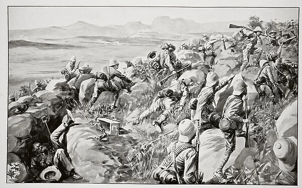 The Relief of Ladysmith - The Last Rush at Hlangwane Hill (litho)