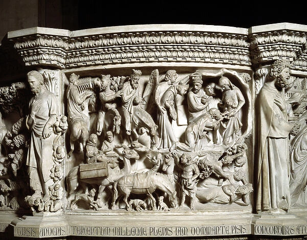 Detail of the reliefs of the Chair realised by Giovanni Pisano (1248-1314)