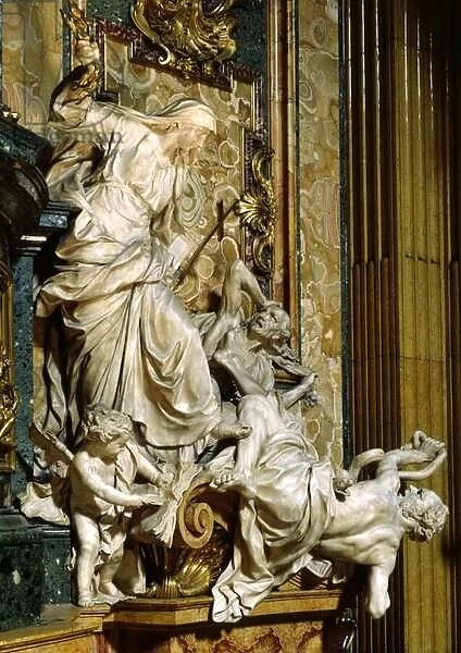 Religion Overthrowing Heresy and Hatred, c. 1697 (marble)