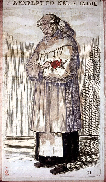Religious order: a Benedictine monk. Engraving in O. Fialetti. 16th century