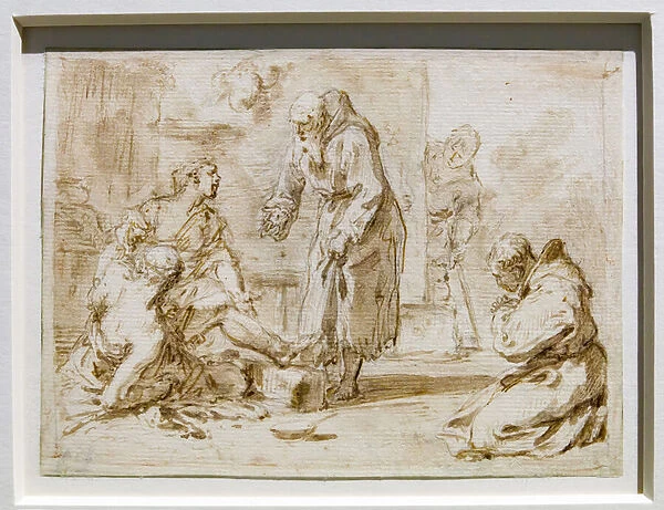 Religious Scene, 1706-25 (pens, inks, w  /  c, red & black pencils on white paper)
