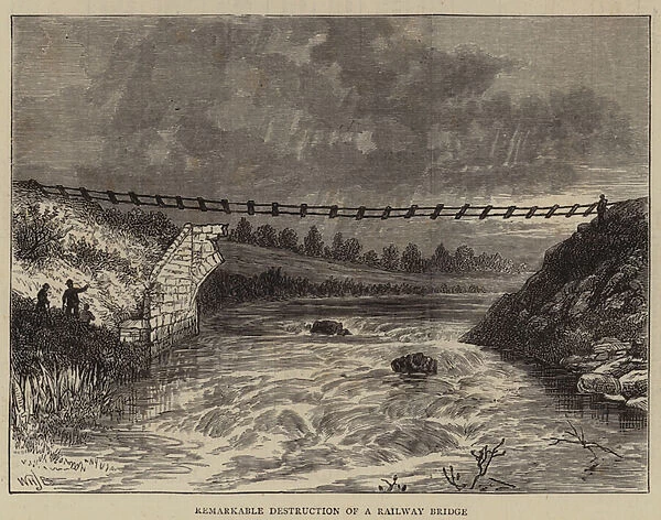 Remarkable Destruction of a Railway Bridge (engraving)