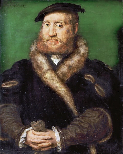 Renaissance : Portrait of a bearded man with fur coat par Corneille de Lyon (1500  /  10-1575
