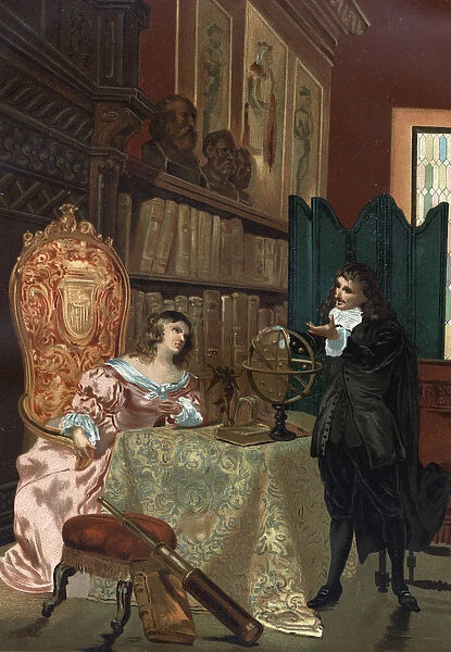 Rene Descartes (1596-1650) giving lessons in philosophy to Queen Christine of Sweden