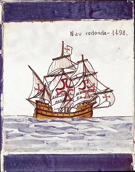 Representation of a caraque (nave) of the Portuguese fleet (Drawing on ceramic, 1498)