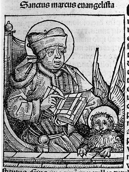 Representation of the evangelist Saint Mark. Engraving from 'Liber chronicarum'