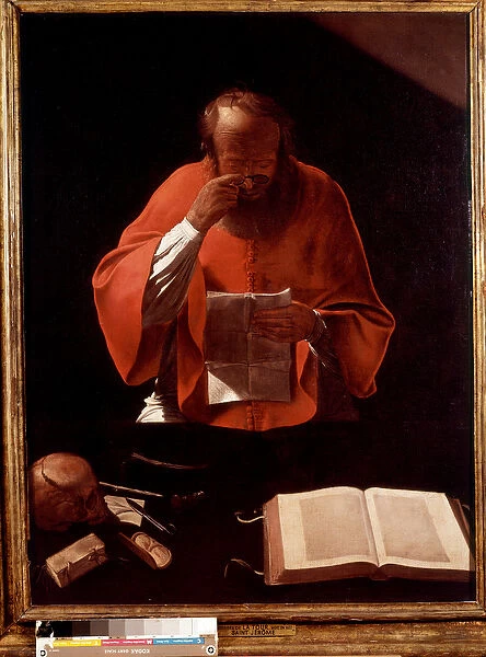 Representation of Saint Jerome reading Painting by Georges de la Tour (1593-1652