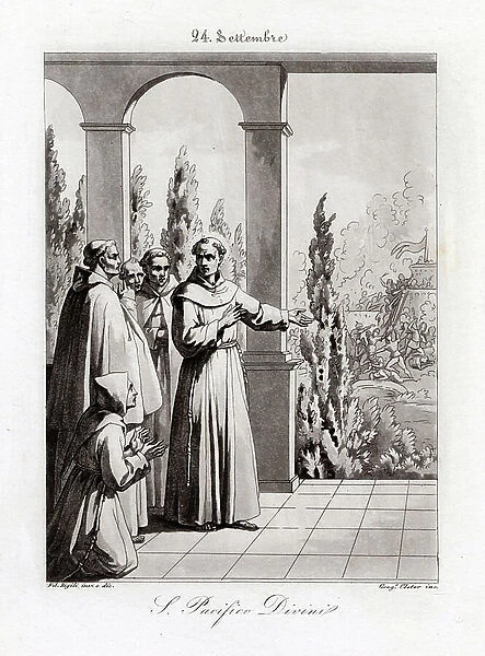 ' Representation of Saint Pacifico (Guglielmo Divini) (1158-1234) ' Engraving by Filippo Bigioli (1798-1878) 1843