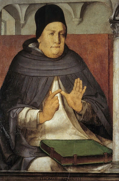 Representation of Saint Thomas Aquinas (1225-1274) Doctor of the Church Painting on wood