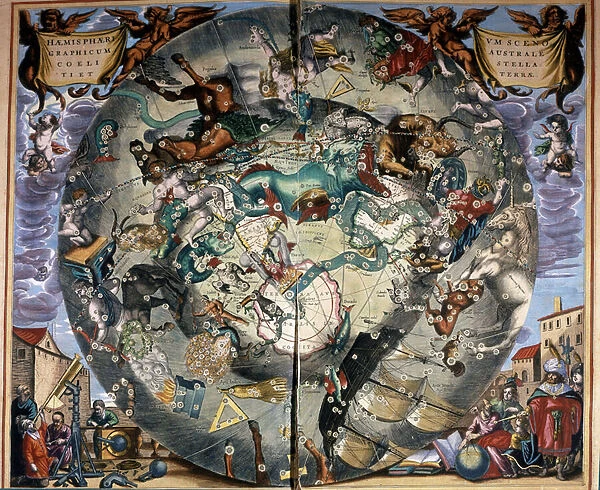 Representation of the Southern Hemisphere by Cellarius. 17th century book