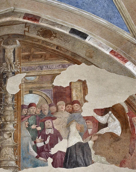 Representation of St. Catherine of Siena in front of Pope Gregoire XI a Avignon Fresco by
