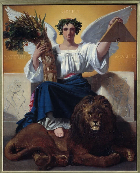 The Republic. Allegory representing the republic as an angel woman wearing a crown symbol