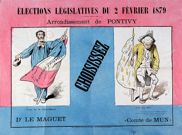 Third Republic: poster for the legislative elections of 2  /  02  /  1879 in the municipality of