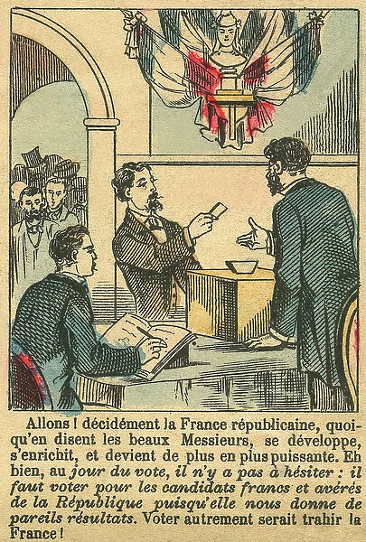 Republican France deserved the vote of the French. Engraving, in 'Le Figaro
