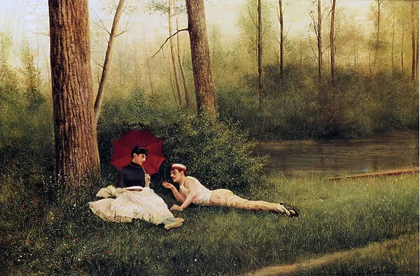 A Rest After Boating, 1885 (oil on canvas)