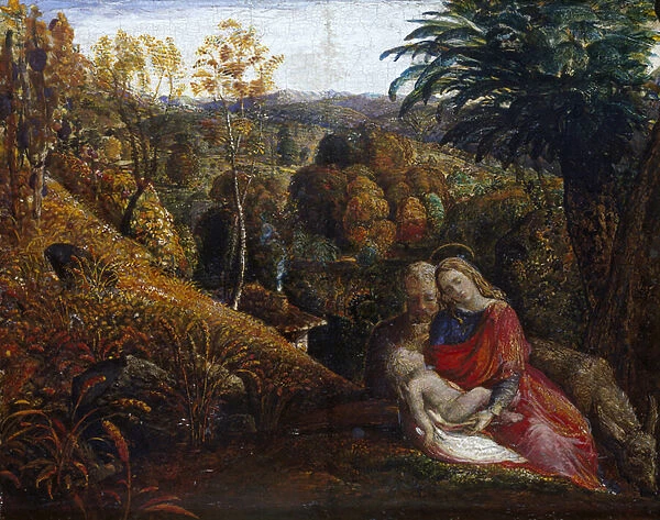 The Rest on the Flight into Egypt, 19th century (oil on panel)