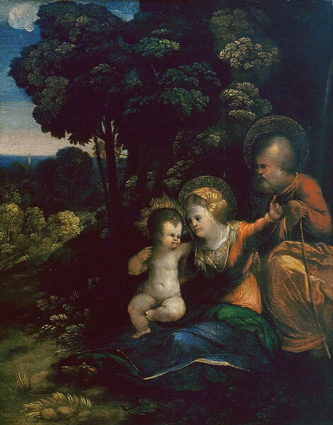 Rest on the Flight into Egypt, by Dosso Dossi, in the Uffizi Gallery in Florence