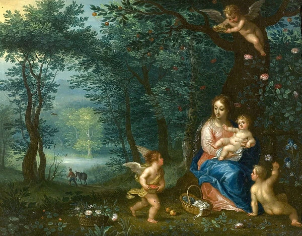 The Rest on the Flight into Egypt, early 1600s (oil on copper )