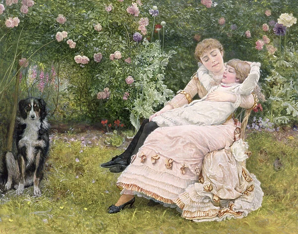 A rest in the garden, 1900 (w  /  c on paper)