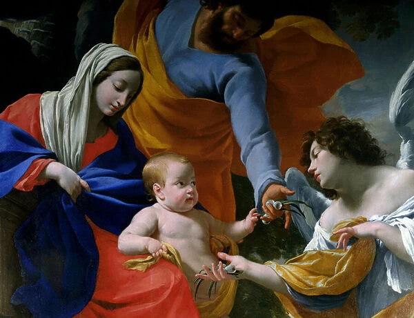 The rest of the Holy Family Detail. Painting by Simon Vouet (1590-1649) 1639 Grenoble