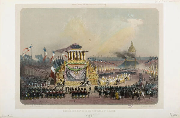 Return of the ashes of Napoleon I to Paris, 15 December 1840 (colour litho)