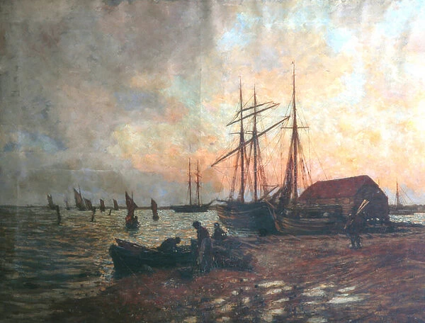 Return of the boat, Shoreham (oil on canvas)