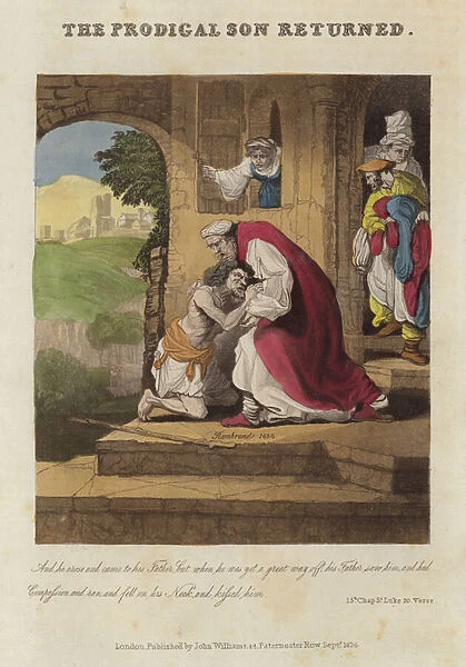 Return of the Prodigal Son (coloured engraving)