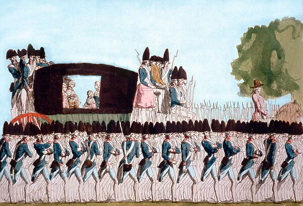 Return of the Royal Family to Paris on June 25, 1791 after arrest in Varennes on June 20