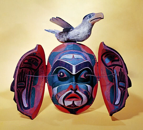 Revelation mask, Kwakiutl People (painted wood)