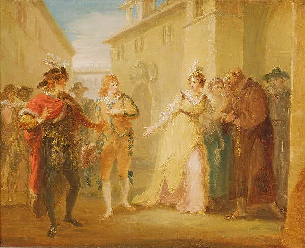 The Revelation of Olivias Betrothal, from Act V, Scene i of Twelfth Night, c