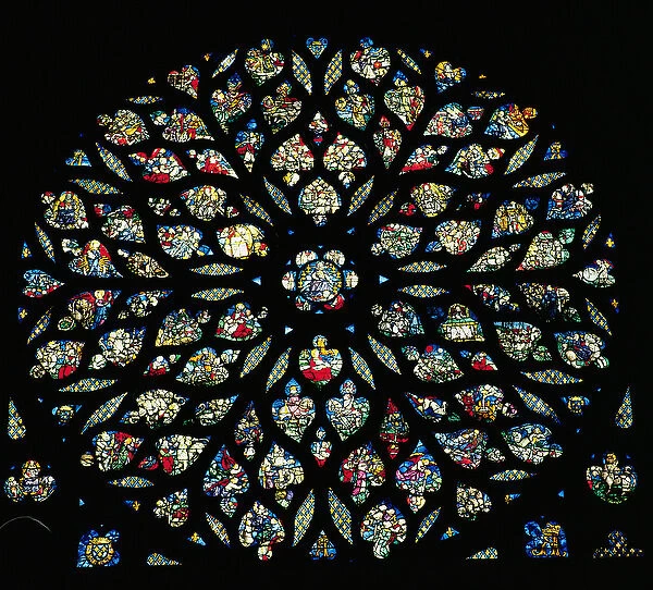 The Revelation of St. John, rose window (stained glass)