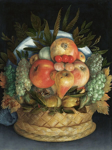Reversible anthropomorphic portrait of a man composed of fruit (oil on panel)