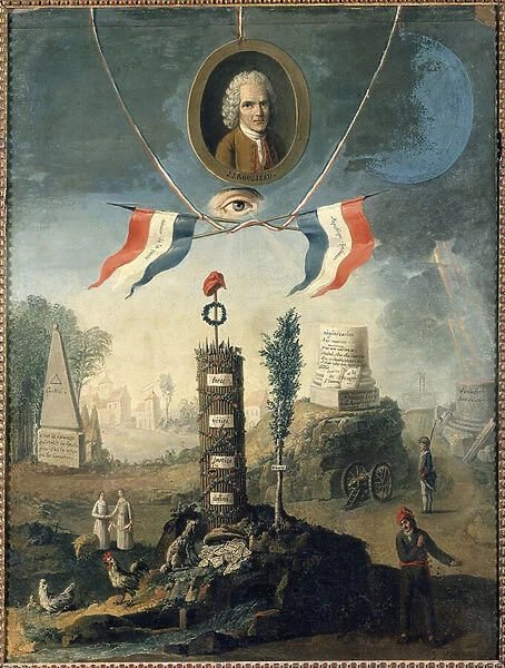 Revolutionary Allegory: Portrait of Jean Jacques Rousseau, Swiss philosopher (1712-1778)