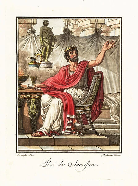 Rex sacrificulus or king of sacrifices, ancient Rome. 1796 (engraving)
