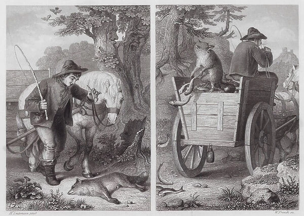 Reynard The Fox: Reynard and the Fish-cart (engraving)