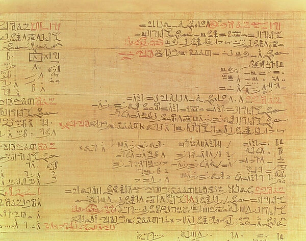 Detail of the Rhind Mathematical Papyrus, Hyksos period, 15th Dynasty, c