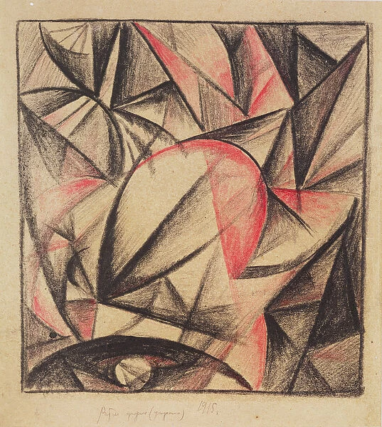 Rhythm of Forms (Study), 1915 (charcoal and red crayon on paper)