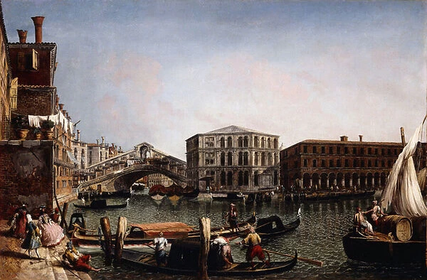 The Rialto Bridge, Venice with the Fondaco dei Tedeschi in the Foreground